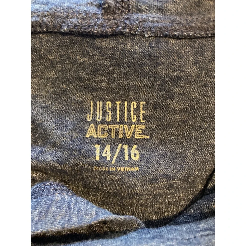 Justice Active Girls Blue Heathered Lightweight Hoodie Sweatshirt Size 14/16